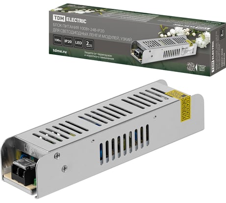 Блок питания для светодиодных лент и модулей TDM ELECTRIC 100Вт-24В-IP20 металл, узкий, SQ0331-0558