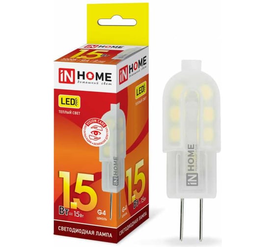 Лампа светодиодная IN HOME LED-JC-VC 1.5Вт 12В G4 3000К 95Лм 4690612019772 1