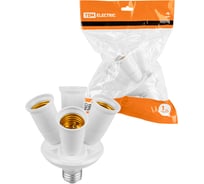 Патрон-переходник TDM ELECTRIC Е27-4хЕ27, узкий, белый SQ0335-1020