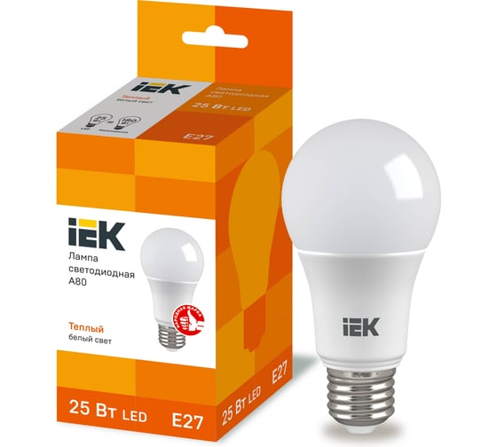 Лампа IEK LED A80 шар 25Вт 230В 3000К E27 LLE-A80-25-230-30-E27