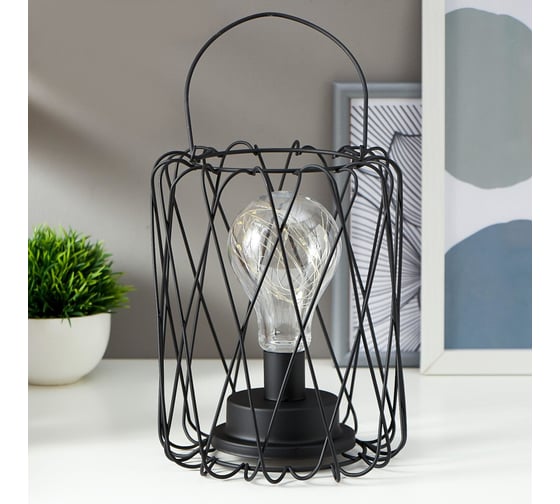 Ночник RISALUX 16125/1 LED от батареек 3хАА черный 17х17х21 см 5138438