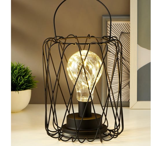 Ночник RISALUX 16125/1 LED от батареек 3хАА черный 17х17х21 см 5138438