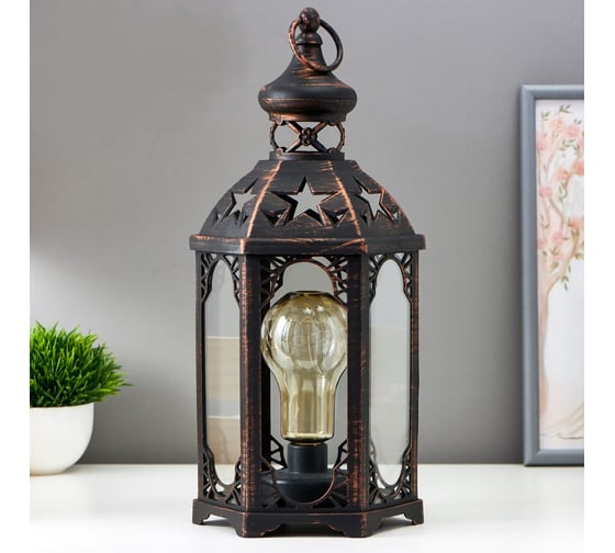 Ночник RISALUX 16171/1BK+GD LED от батареек 3хААА черный с золотой патиной 18х16х41 см 5150292
