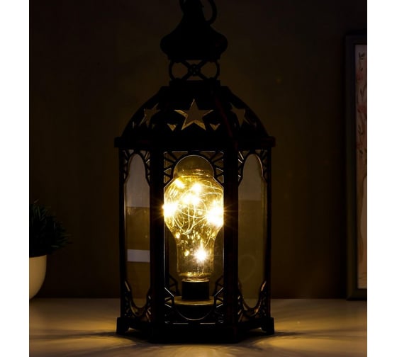 Ночник RISALUX 16171/1BK+GD LED от батареек 3хААА черный с золотой патиной 18х16х41 см 5150292