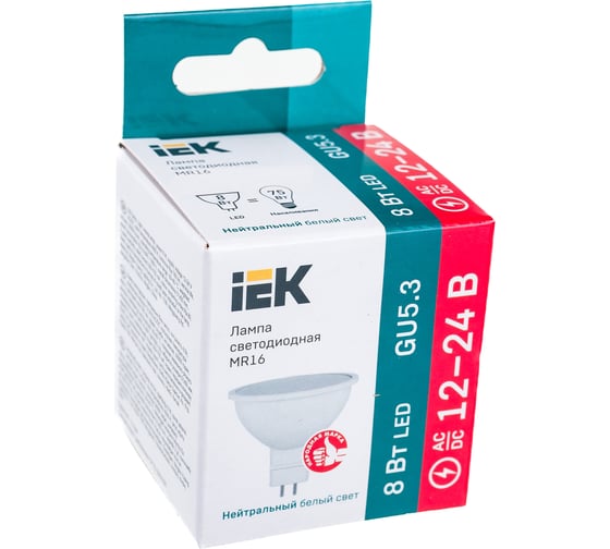 Лампа IEK LED MR16 софит 8Вт 12-24В 4000К GU5.3 LLE-MR16-08-12-24-40-GU5