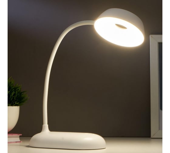 Настольная лампа RISALUX 1674/1WT LED 3Вт USB АКБ белый 11,5х9х42 см 5091596