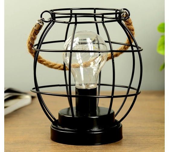 Ночник RISALUX "Шар лофт" LED 3AA черный 16х16х16,5 см. 4304059