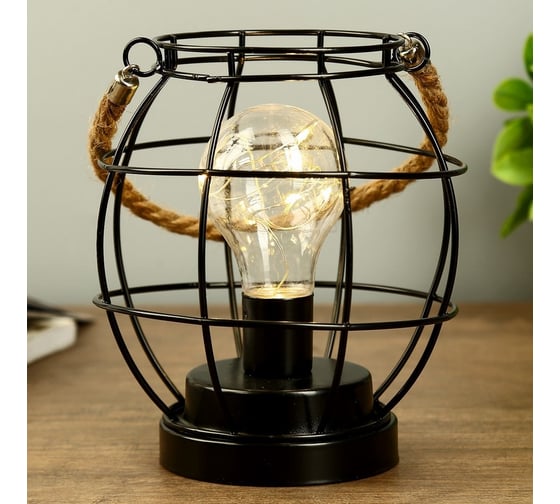 Ночник RISALUX "Шар лофт" LED 3AA черный 16х16х16,5 см. 4304059