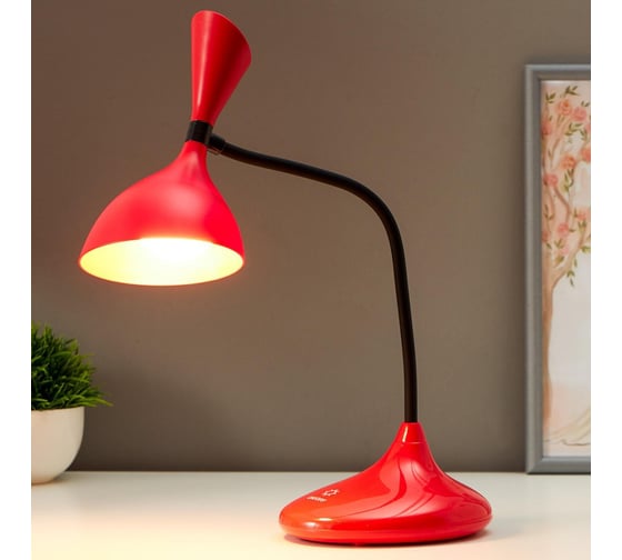 Настольная сенсорная лампа RISALUX 16089/1RD LED 3Вт USB АКБ 3000-6000К красно-черный 11х17,5х39 см 5091603