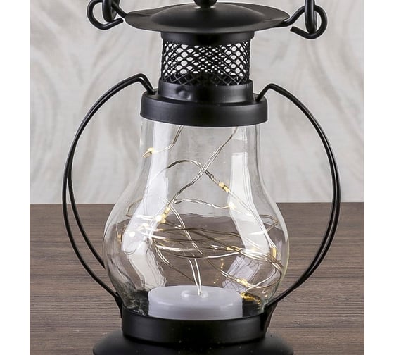 Ночник RISALUX "Лампа" LED 1хCR2032 черный 10х7х13см 3505883