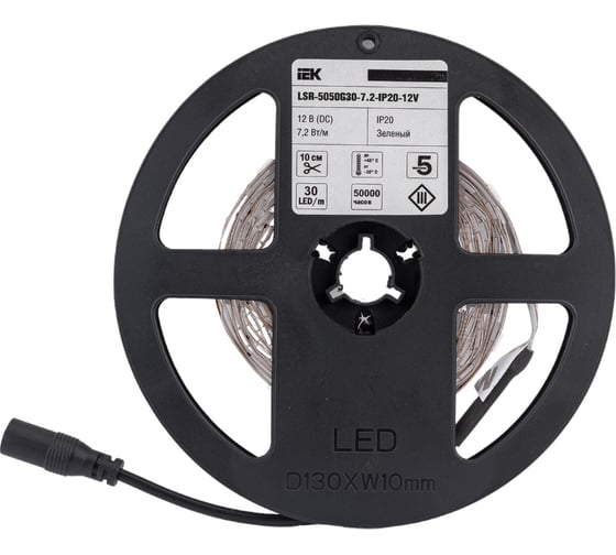 Лента IEK LED 5м блистер LSR-5050G30-7,2-IP20-12V LSR2-5-030-20-1-05 1