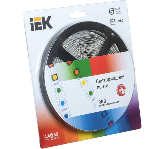 Лента IEK LED 5м блистер LSR-5050RGB60-14,4-IP20-12V LSR2-3-060-20-1-05