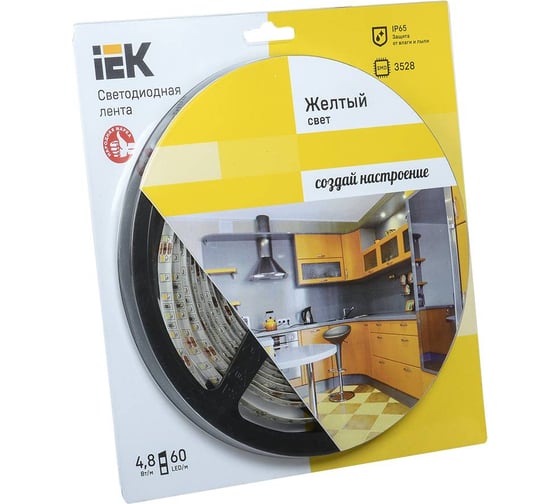 Лента IEK LED 5м блистер LSR-3528Y60-4.8-IP65-12V -eco LSR1-4-060-65-1-05 1