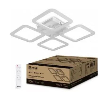 Светильник светодиодный IN HOME ELEGANT ARIS-W 60Вт 230В 3000-6500K 4700Лм 450x450x75мм c пультом ДУ белый 4690612043340