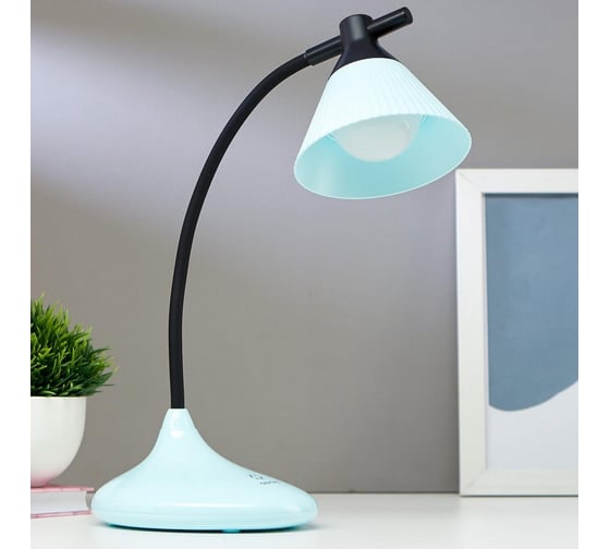 Настольная лампа RISALUX 1678/1PT LED 3Вт 3 режима 3000-6000К USB АКБ голубой 14х11,5х41 см 5091574