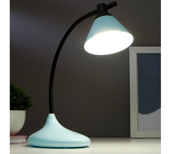 Настольная лампа RISALUX 1678/1PT LED 3Вт 3 режима 3000-6000К USB АКБ голубой 14х11,5х41 см 5091574