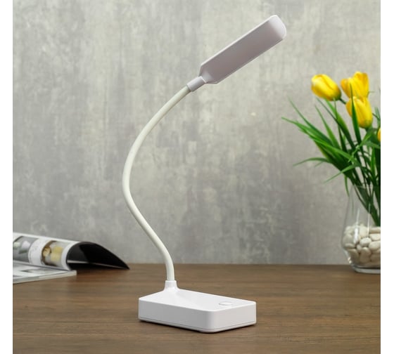 Настольная лампа RISALUX 79954/1 LED 2Вт USB батарейки 3АА белый 10х7х37 см 4734819