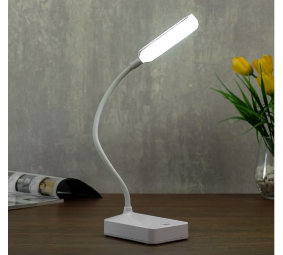 Настольная лампа RISALUX 79954/1 LED 2Вт USB батарейки 3АА белый 10х7х37 см 4734819