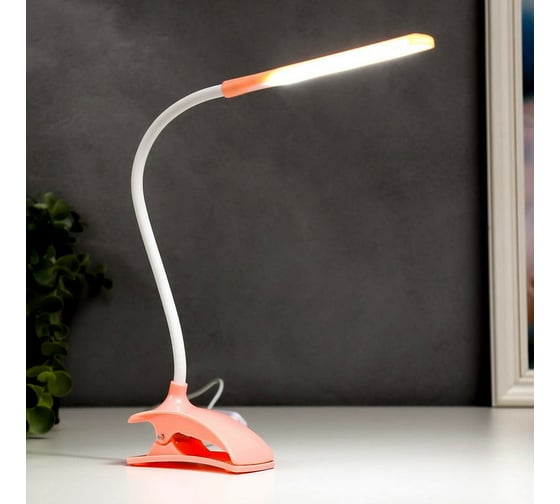 Лампа RISALUX на прищепке "3мейка" 1Вт 14 LED USB розовый 9х3,5х42 см 3973189