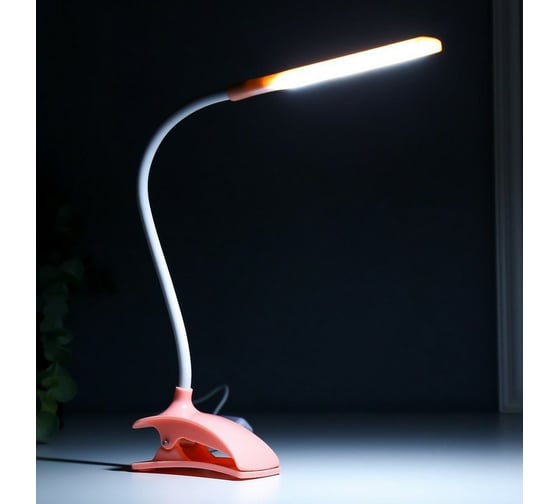 Лампа RISALUX на прищепке "3мейка" 1Вт 14 LED USB розовый 9х3,5х42 см 3973189