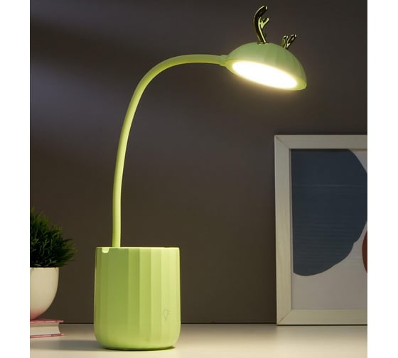 Настольная сенсорная лампа RISALUX 16090/1GR 18хLED 4Вт USB АКБ 3000-6000К фисташковый 8х8х44 см 5091605
