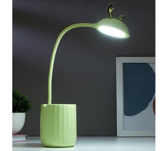 Настольная сенсорная лампа RISALUX 16090/1GR 18хLED 4Вт USB АКБ 3000-6000К фисташковый 8х8х44 см 5091605