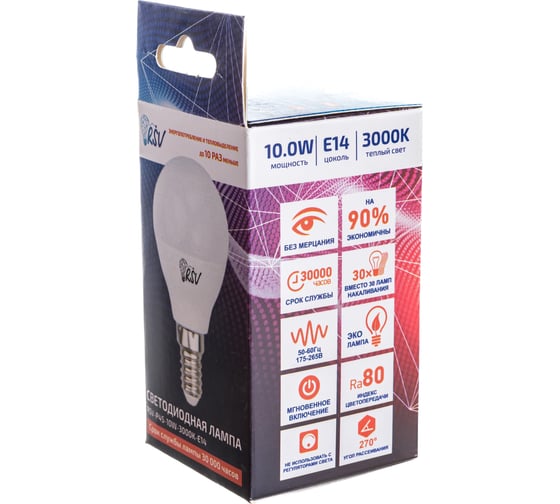 Светодиодная лампа RSV RSV-P45-10W-3000K-E14 100486