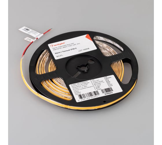 Светодиодная лента Arlight COB-X320-8mm 24V, Warm2700, 5м 039023(1)