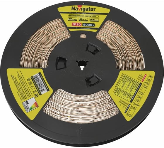 Лента Navigator СД 71 245 NLS-3528W60-4.8-IP20-12V-R50 50 м 71245 1