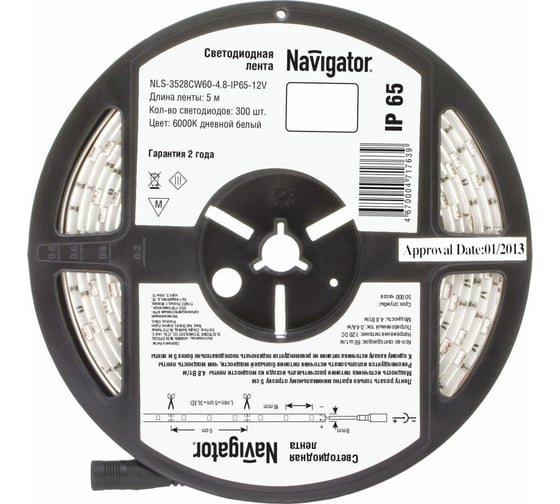 Лента Navigator СД 71 763 NLS-3528CW60-4.8-IP65-12V R5 5 м 71763 1