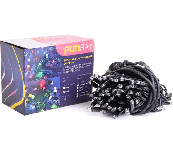Светодиодная уличная рисовая гирлянда FunRay SE-RICE-10100WW, 10M, 100LED, IP60, шнур 1.5м, 2645