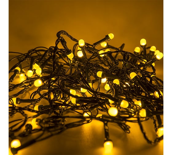 Светодиодная гирлянда FunRay Минишарики SE-MINI-110Y, 9м, 100LED, желтый, шнур 0.7м, 2632