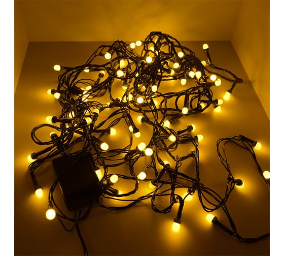 Светодиодная гирлянда FunRay Минишарики SE-MINI-110Y, 9м, 100LED, желтый, шнур 0.7м, 2632