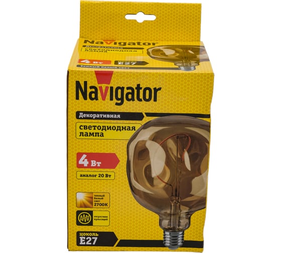 Лампа Navigator 14 499 NLL-F-G125ST-4-230-2.7K-E27-BE 14499