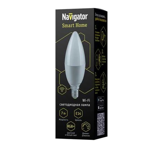 Лампа Navigator 82 422 NLL-C37-7-230-RGBWWW-E14-WIFI 82422