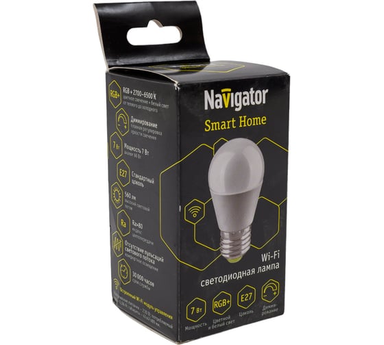 Лампа Navigator 82 423 NLL-G45-7-230-RGBWWW-E27-WIFI 82423