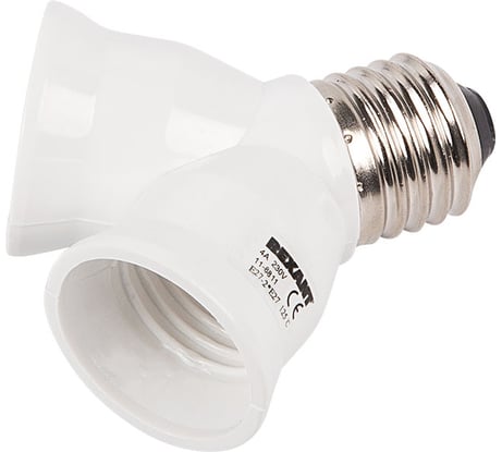 Цокольный разветвитель REXANT Е27 на 2хЕ27 белый 11-8811