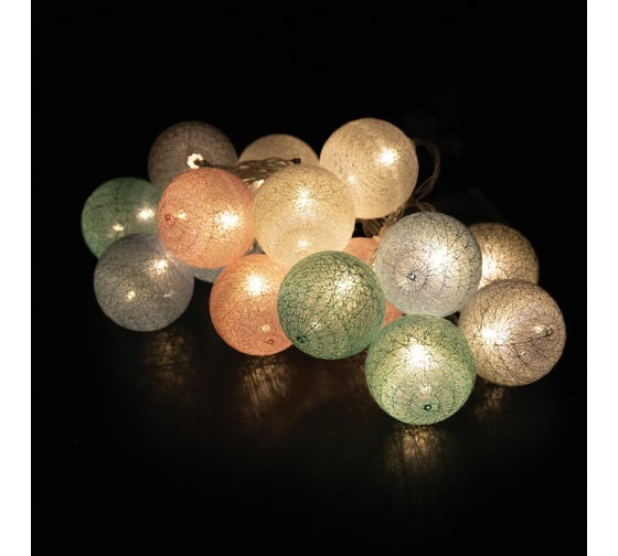 Электрогирлянда-нить комнатная Золотая сказка "Cotton Balls" 3м 15LED теплый белый, 591729