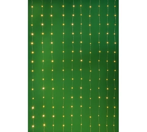 Гирлянда электрическая занавес нить росы Сноубум медь 300 LED, 3x3м, 10 нитей, шампань, 8 реж, USB, пульт 384-120