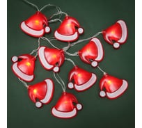 Гирлянда электрическая Сноубум насадка "Шапочки" 2м, 10LED, шампань, пост.св, ПВХ проз, 2хАА 381-425