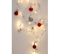 Гирлянда электрическая Сноубум нить росы медь "Шарики и звезды" 2.8м, 30LED, шампань, пост.св, 2хАА 381-433