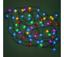 Гирлянда электрическая Сноубум с насадками "Звезды" 7м, 60LED, мульти, 8 режимов, ПВХ черный, 220В 381-324
