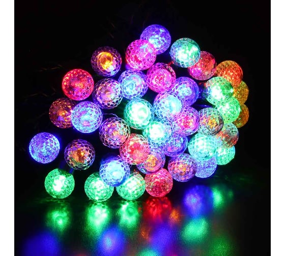 Гирлянда электрическая Сноубум улич. с насадками "Шарики", 10м,100LED, мульти, 8 реж, ПВХ черный, 220В 351-792 1