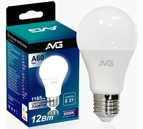 Светодиодная лампа AVG 6500К A60 12вт 6К