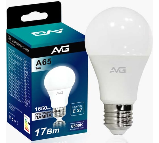 Светодиодная лампа AVG 6500К A65 17вт 6К 1