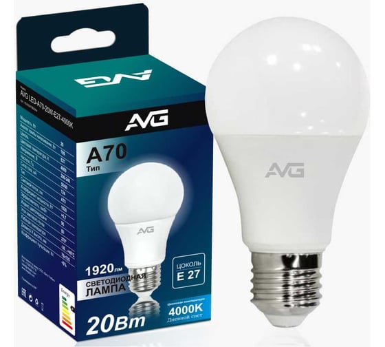 Светодиодная лампа AVG 4000К A70 20вт 4К 1