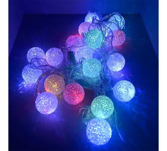 Светодиодная гирлянда FunRay Снежок SE-SNOW-320AA, 2хАА, 20 LED, мульти 7 цветов, шнур 0.3м, 2590 1