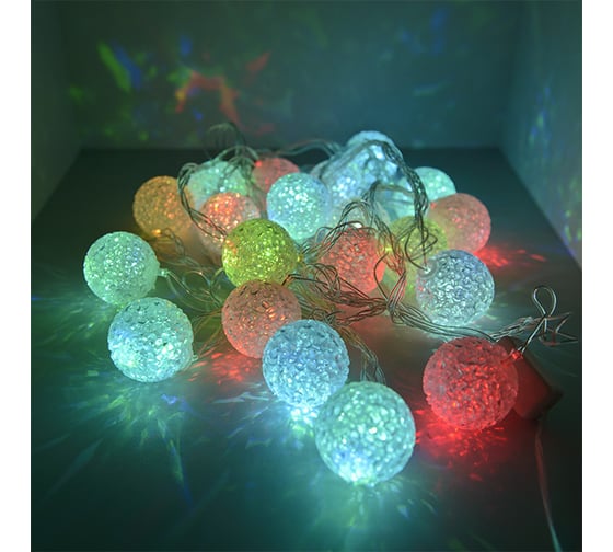 Светодиодная гирлянда FunRay Снежок SE-SNOW-320AA, 2хАА, 20 LED, мульти 7 цветов, шнур 0.3м, 2590