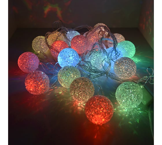Светодиодная гирлянда FunRay Снежок SE-SNOW-320AA, 2хАА, 20 LED, мульти 7 цветов, шнур 0.3м, 2590