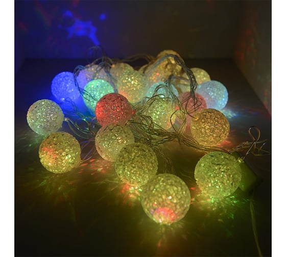 Светодиодная гирлянда FunRay Снежок SE-SNOW-320AA, 2хАА, 20 LED, мульти 7 цветов, шнур 0.3м, 2590